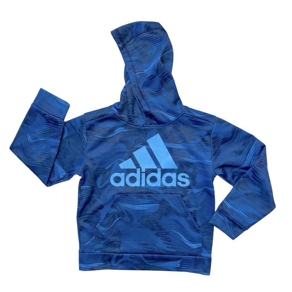 ADIDAS Kid’s Blue Long Sleeve Logo Hoodie Sweatshirt